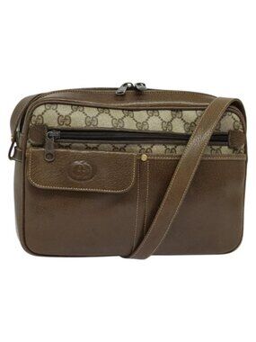 Authentic GUCCI GG Supreme Shoulder Bag PVC Beige Gold